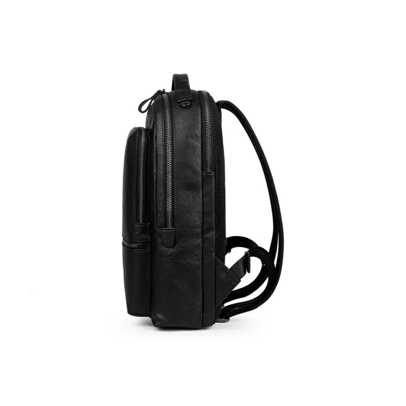 L'ALPINA Top Grain Cow Leather Laptop Backpack Large Size Men's Black-3