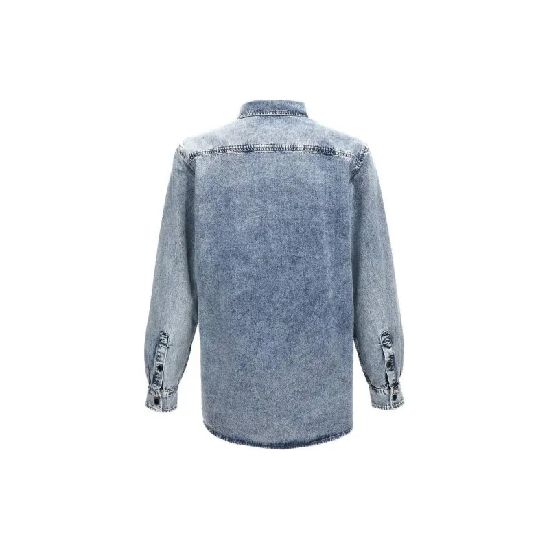 MOSCHINO Teddy Logo Embroidered Buttoned Denim Shirt-1