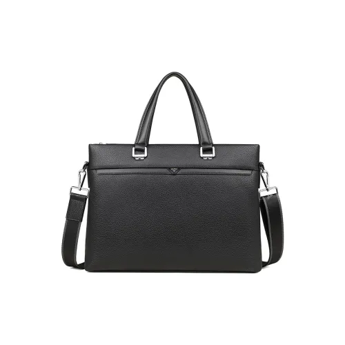 L'ALPINA Cow Leather Handbag, Laptop Bag, Briefcase Tubas Men's Black