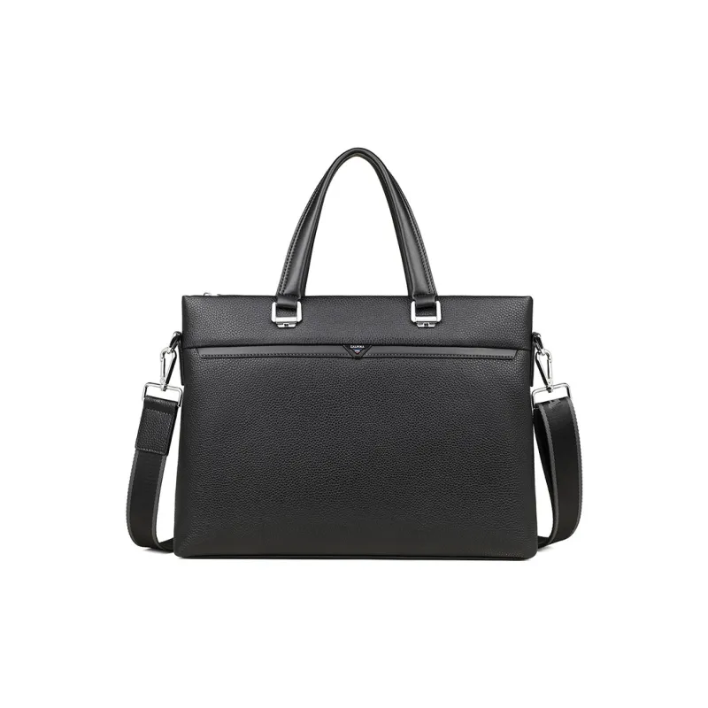 L'ALPINA Cow Leather Handbag, Laptop Bag, Briefcase Tubas Men's Black-0