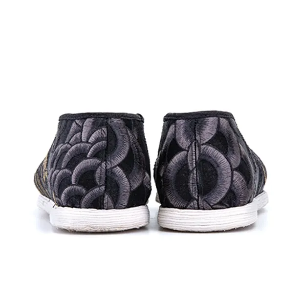 Neiliansheng Casual Shoes Men's Black Floral-3