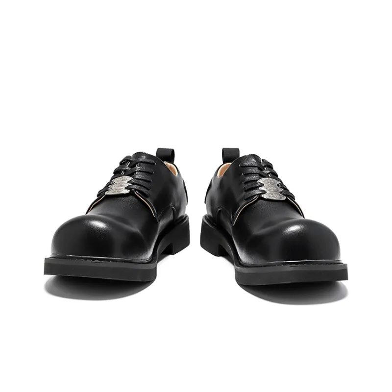 GZZ Dress Shoes Men Low Top Black-2