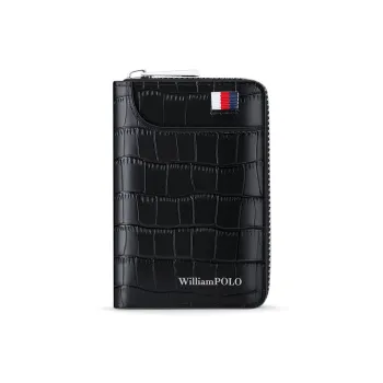 WilliamPOLO Cow Leather Card Holder Mini Unisex White/Black