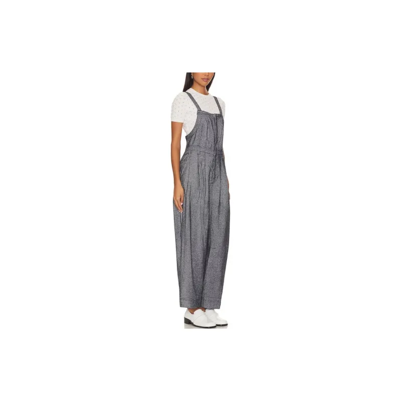 FREE PEOPLE Leonie Menswear One Piece In Navy Combo Overalls Women's Marine Blue-2