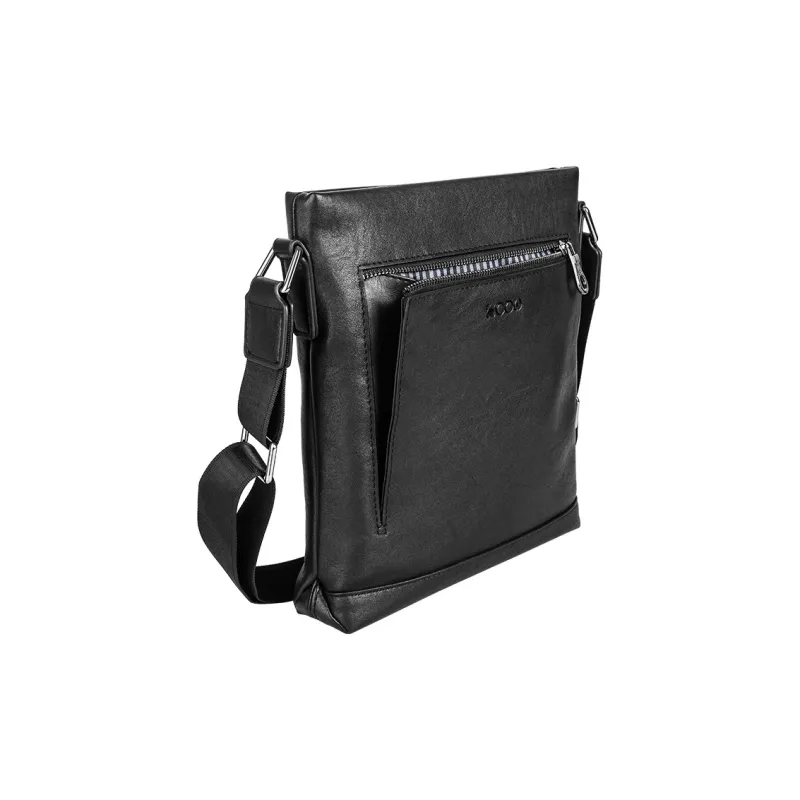 COW Leather Texture Microfiber Synthetic Leather Crossbody Bag Backpack Shoulder Bag Large Size Men's Black-5