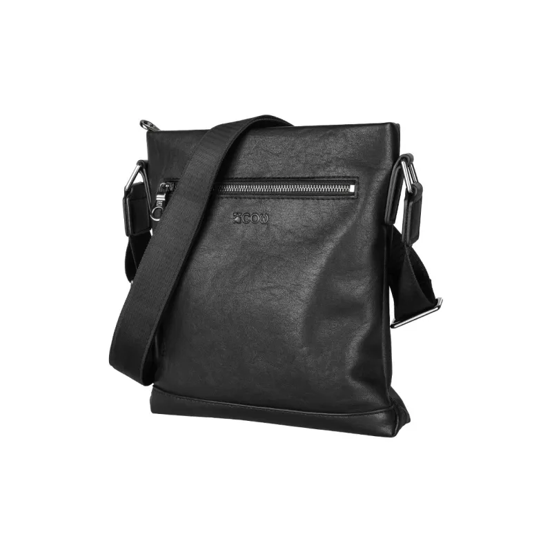 COW Leather Texture Microfiber Synthetic Leather Crossbody Bag Backpack Shoulder Bag Large Size Men's Black-0
