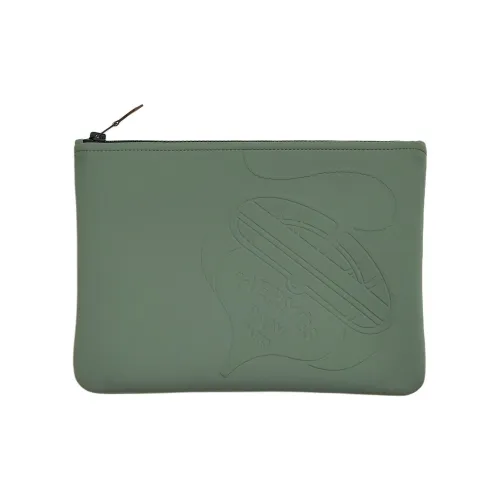 HERMES Clutches P8 Kaki Green