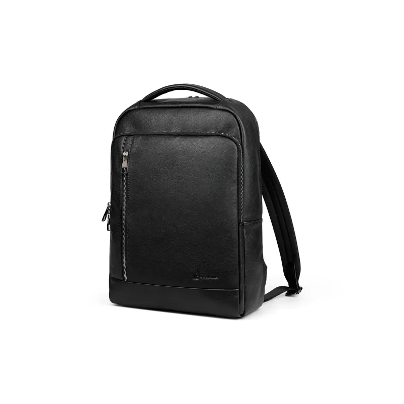 L'ALPINA Top Grain Cow Leather Laptop Backpack Tubas Men's Black-0