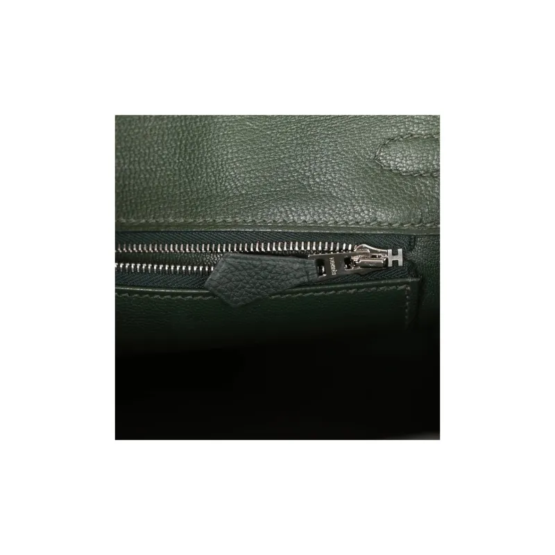 HERMES Birkin Togo Calfskin Birkin Bag Handbag Unisex 67 Vert Fonce Dark Green-8