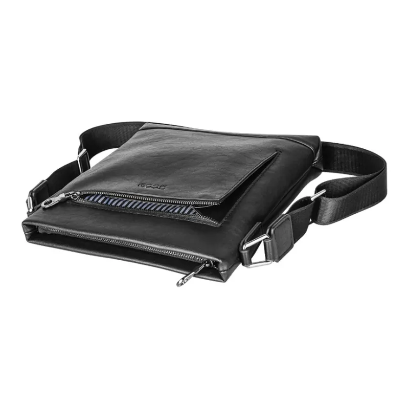 COW Leather Texture Microfiber Synthetic Leather Crossbody Bag Backpack Shoulder Bag Large Size Men's Black-6