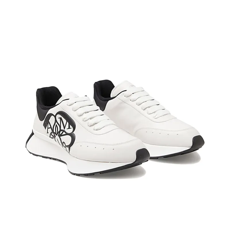 Alexander McQueen Sprint Runner Lace Up Sneakers 'White Black' Women's-2