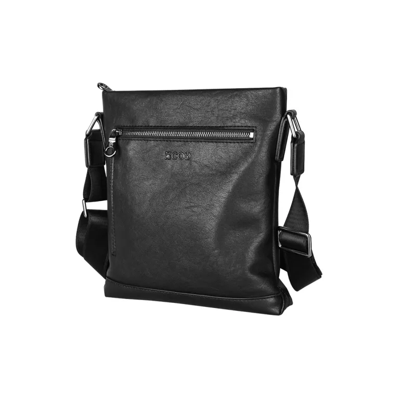 COW Leather Texture Microfiber Synthetic Leather Crossbody Bag Backpack Shoulder Bag Large Size Men's Black-3