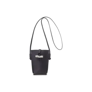 LONGCHAMP Roseau Cow Leather Cell Phone Case Card Holder Crossbody Bag Shoulder Bag Women's Berry Purple