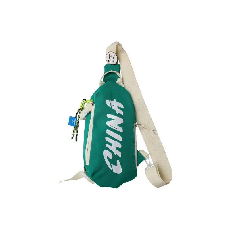 Aini Rabbit Nylon Sling Bag Medium Size Unisex Black/Green/White-10