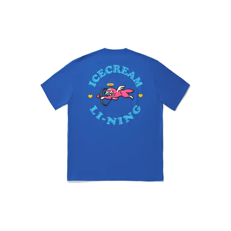 LiNing x ICECREAM T Shirt Unisex Colorful Blue-1