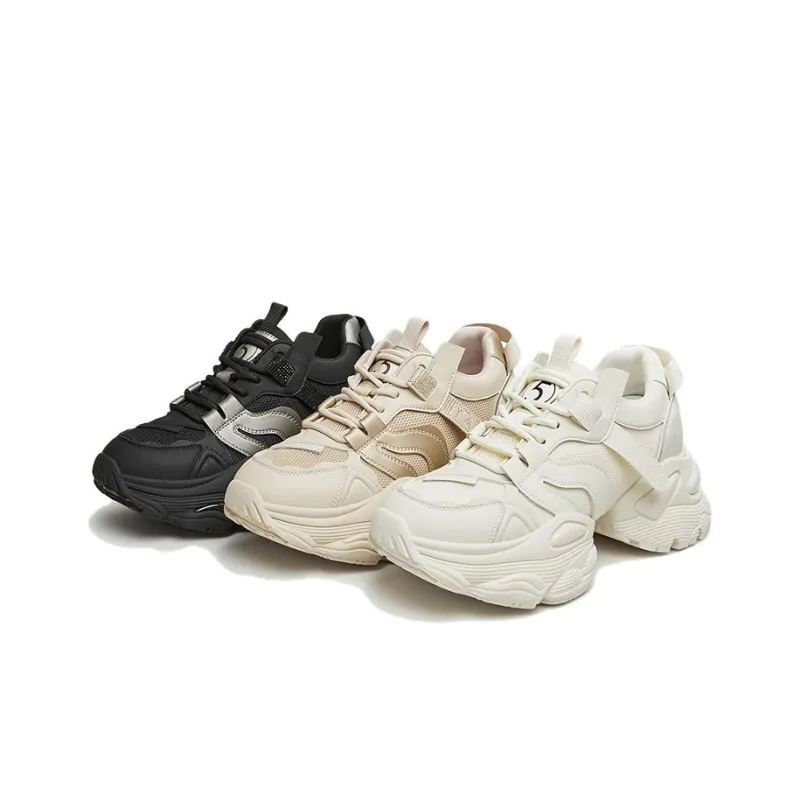 TATA Chunky Sneakers Women's Low Top Solid Color-3
