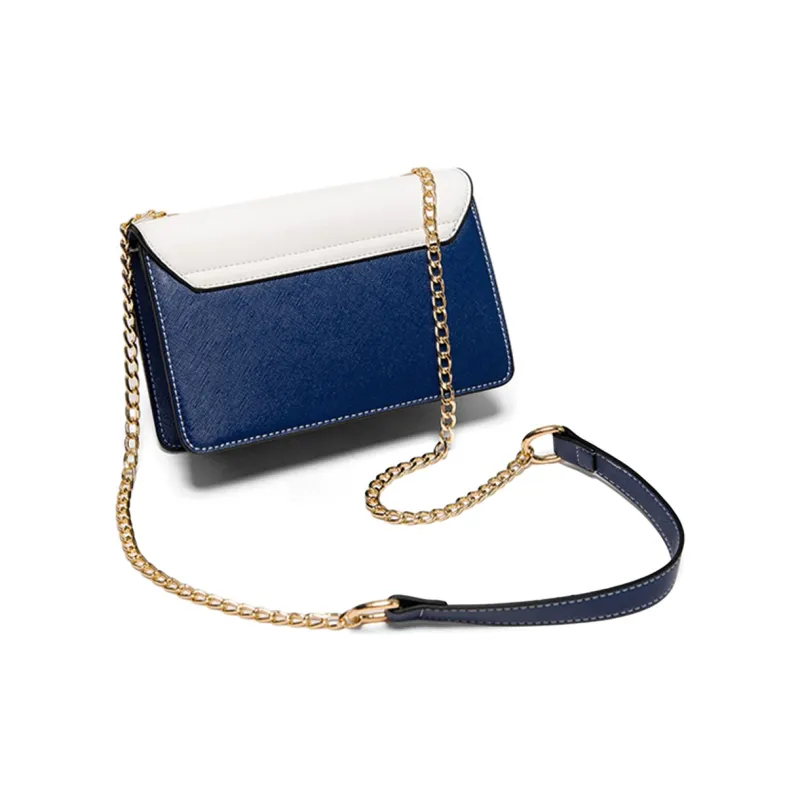 PT'SON Cow Leather Patchwork Synthetic Leather Small Square Bag Shoulder Bag Regular Women's Royal Blue/Pink White-4