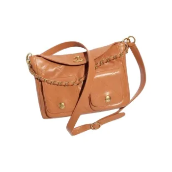 CHANEL Smooth Cow Leather Shoulder Bag Crossbody Bag Small Size Women's Brown