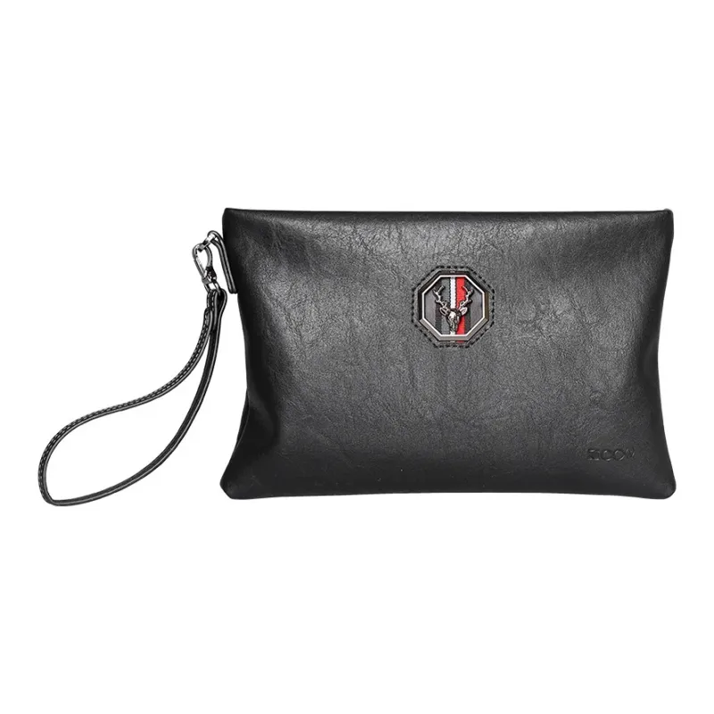 COW Microfiber Synthetic Leather Clutch Tubas Men's Black-1