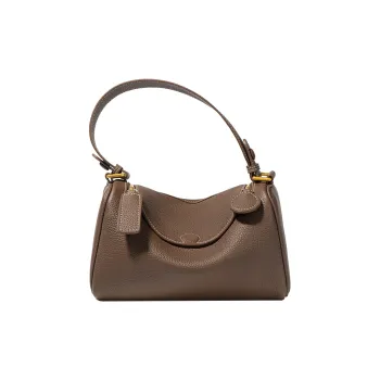 NIUMJ Cow Leather Boston Bag, Shoulder Bag, Handbag Women's Hot Cocoa, Honey, Brown White, Black