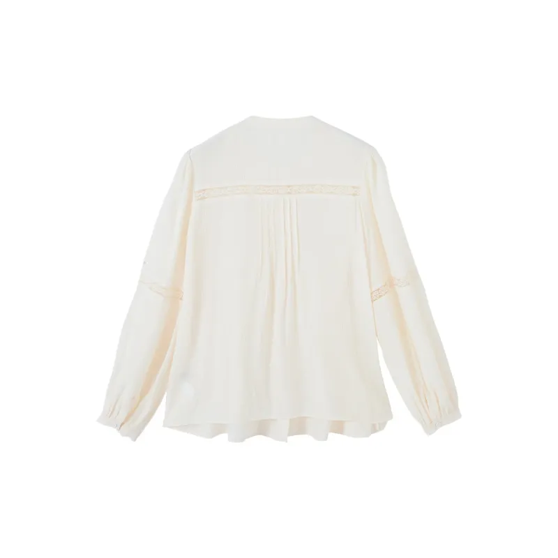 XIANGYING Long Sleeved Shirt Women's Beige-1