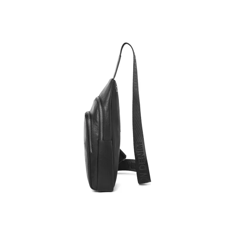 BISON DENIM Cow Leather Sling Bag Shoulder Bag Crossbody Bag Regular Men's Black-4