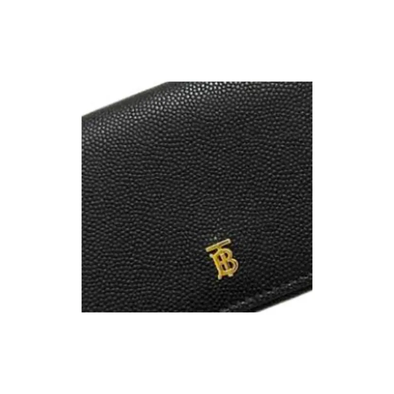 Burberry Leather Wallet Mini Women's Black-5