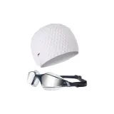 Gray/Silver Coating+White Bubbles Swimming Cap