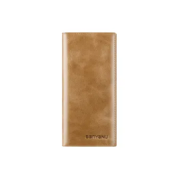 Banyanu Cow Leather Thin Wallet With Money Clip Regular Unisex Khaki/Black/Apricot Yellow/Blue