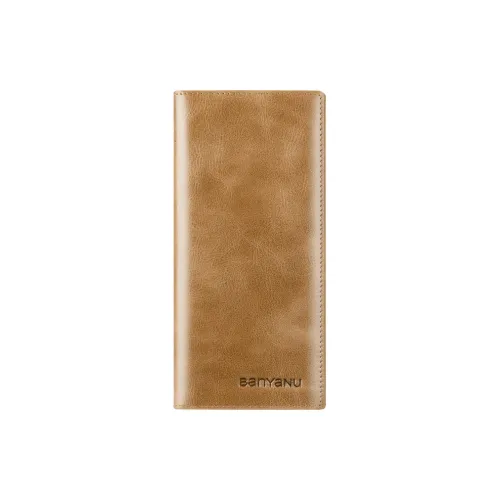 Banyanu Cow Leather Thin Wallet With Money Clip Regular Unisex Khaki/Black/Apricot Yellow/Blue