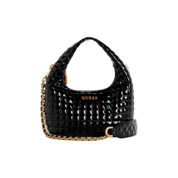 GUESS Artificial Leather Hobo Bag Portable Crossbody Bag Shoulder Bag Women's Black