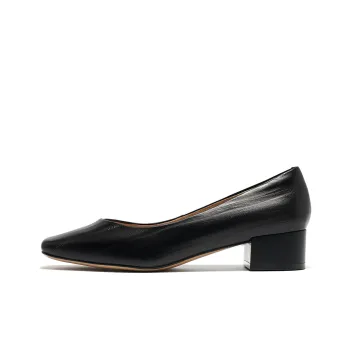 ST&SAT High Heel Leather Shoes Slip-on Single Layer Chunky Heel Women's Black 2024 Spring And Summer New Arrival