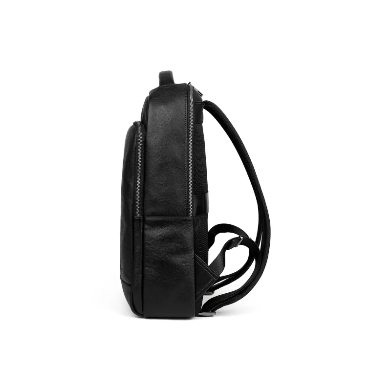 L'ALPINA Top Grain Cow Leather Laptop Backpack Tubas Men's Black-3