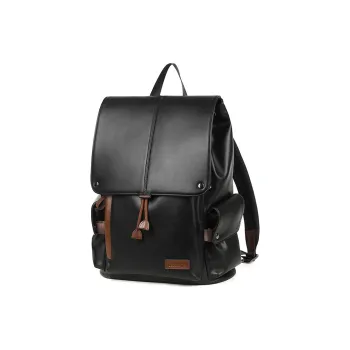 L'ALPINA PU Laptop Bag Backpack Large Size Men's Black & Brown