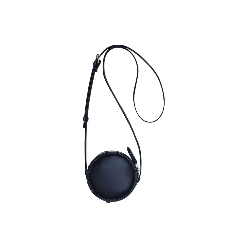 COURREGES Smooth Leather Small Round Bag Shoulder Bag Crossbody Bag Small Size Women's Marine Blue-3