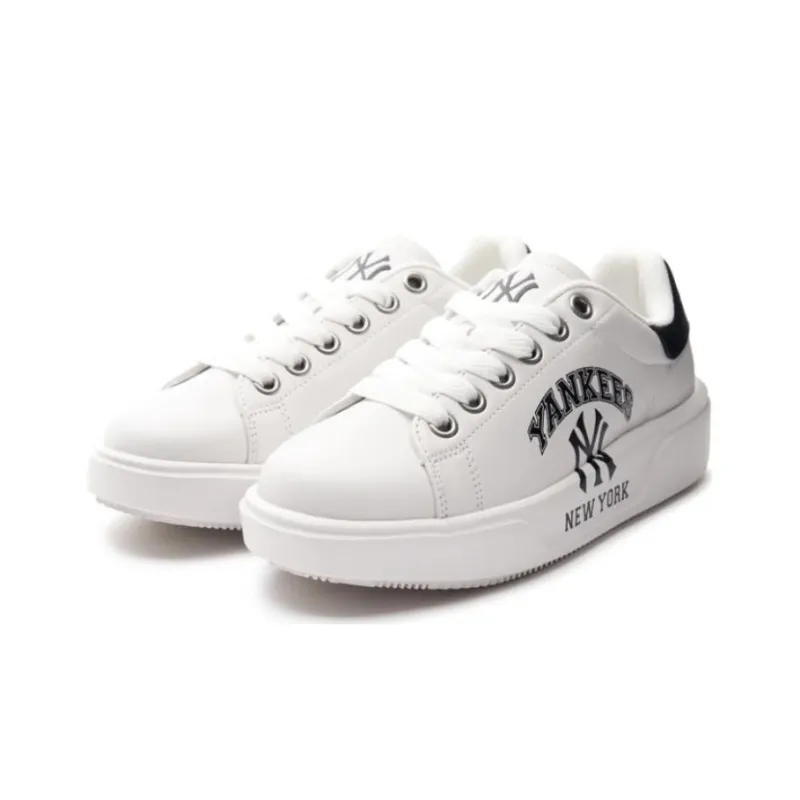 MLB Chunky Classic Varsity New YorkYankees Cushioning Wear Resistant Low Top Skateboard Shoes Unisex White Black-2