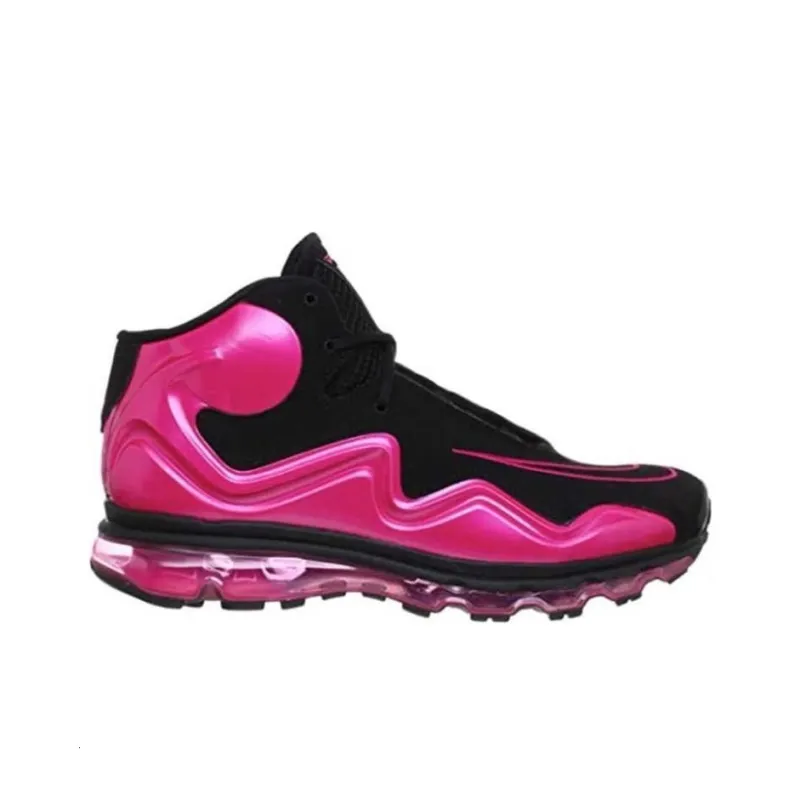 Nike Air Max Flyposite Slip-Resistant Mid-Top Basketball Shoes Unisex Black Pink-1
