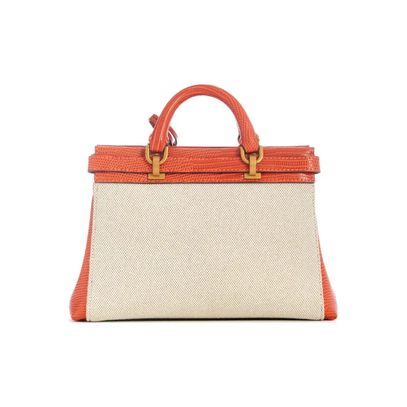 GUESS Canvas Handbag Shoulder Bag Crossbody Bag Mini Women's Orange Beige-2
