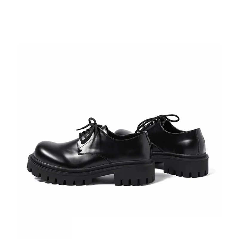 GZZ Dress Shoes Men Low Top Black-4