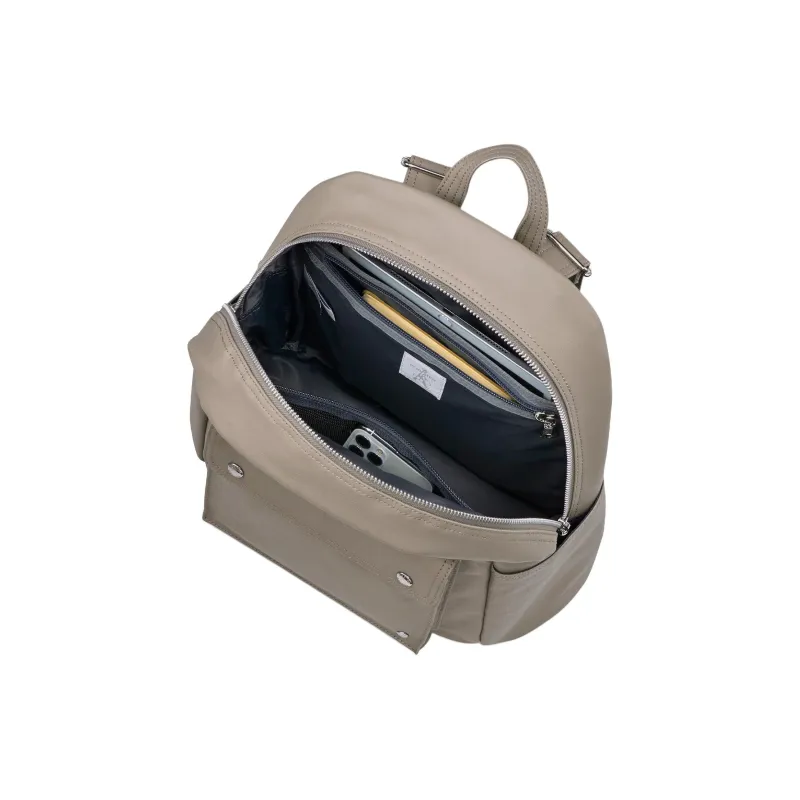 PORTER Linen PU Leather Backpack Unisex Warm Gray-3