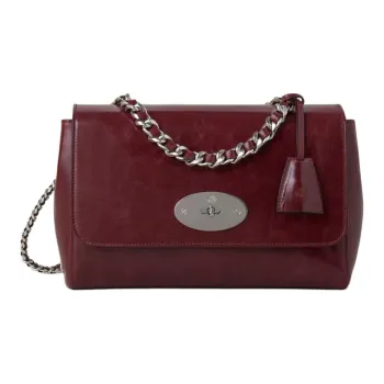 Mulberry Lily Wrinkle Highlighter Leather Crossbody Bag Shoulder Bag Women's Black Cherry
