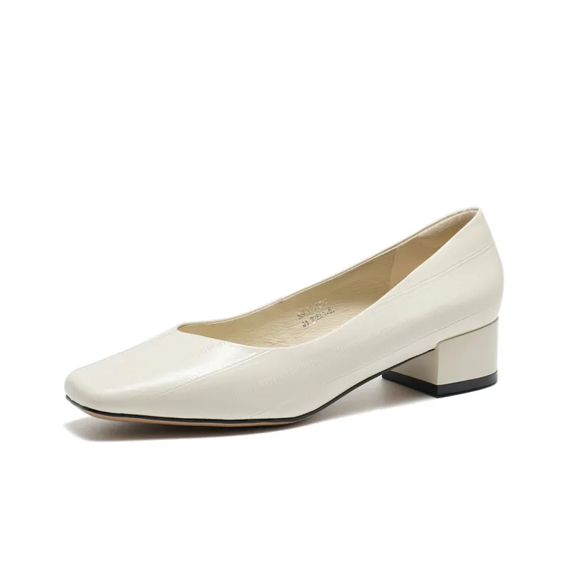 ST&SAT High Heel Leather Shoes, Low Toe Single Shoes Chunky Heel Women's Black 2024 Spring Summer New Arrival-6