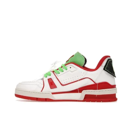 LOUIS VUITTON Trainer Skateboard Shoes Men Low-Top Red/White Green