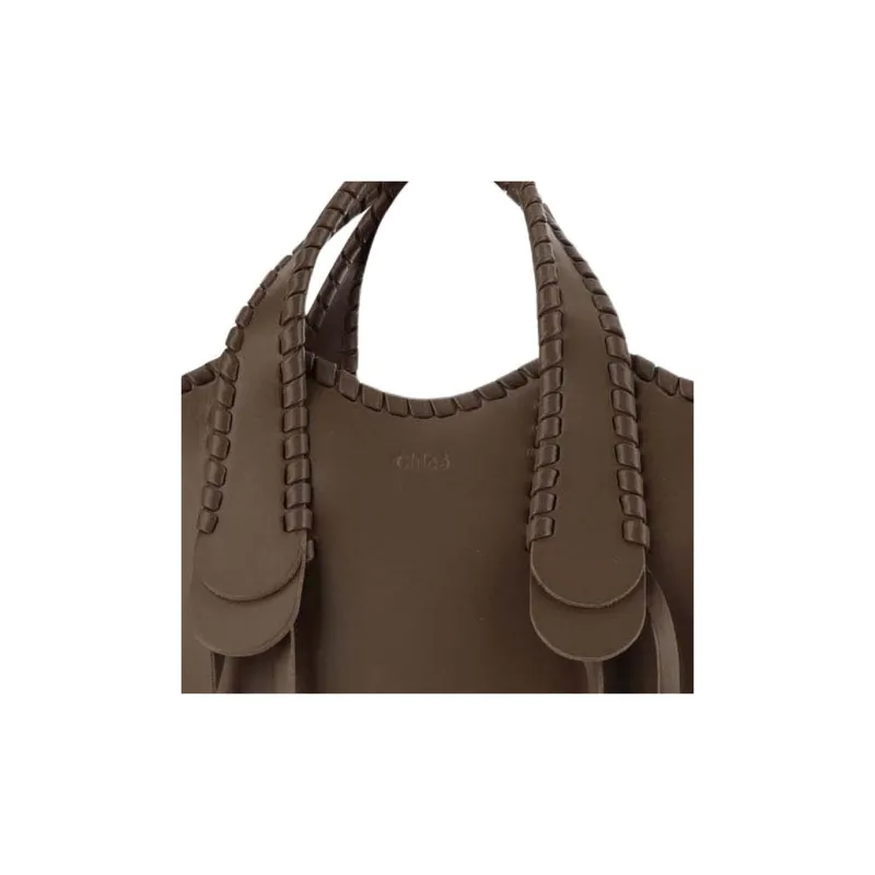 Chloe Mony Calfskin Tote Bag, Shopping Bag, Shoulder Bag, Crossbody Bag, Handbag Trumpets Women's Brown-3