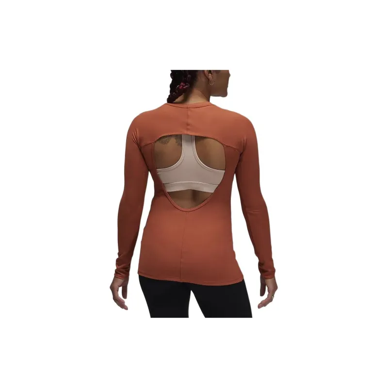 Jordan Sport Raglan Sleeve T Shirt Women's Gray Peach Red-1