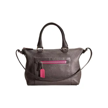 COACH Molly Leather Shoulder Bag Crossbody Bag Handbag Large Size Women's Silver Agate Ink Berry