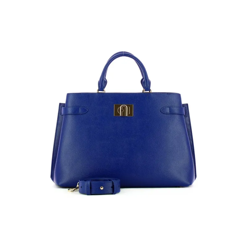 Furla 1927 Collection Genuine Leather Shoulder Bag Crossbody Bag Large Size Unisex Blue-1