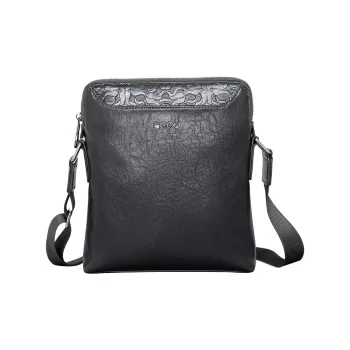 COW Microfiber Synthetic Leather Shoulder Bag Large Size Men's Black