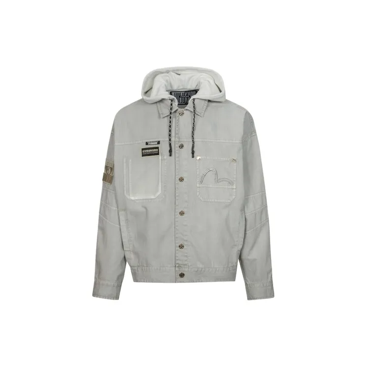EVISU Denim Jackets Men Beige Yellow-1