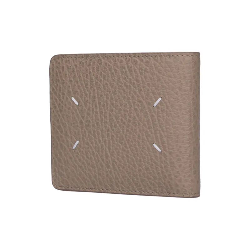Maison Margiela Grain Cow Leather Card Clip Card Holder Wallets Men's Khaki Gray-1